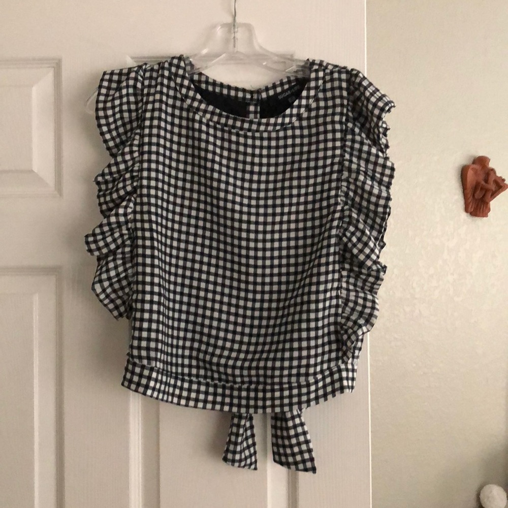 Black and White Checkered Blouse